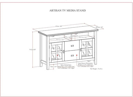 SIMPLIHOME Artisan SOLID WOOD 48 Inch Wide Contemporary TV Media Stand in Russet Brown for TVs up to 55 Inches, For the Living Room and Entertainment Center - LeafyLoom