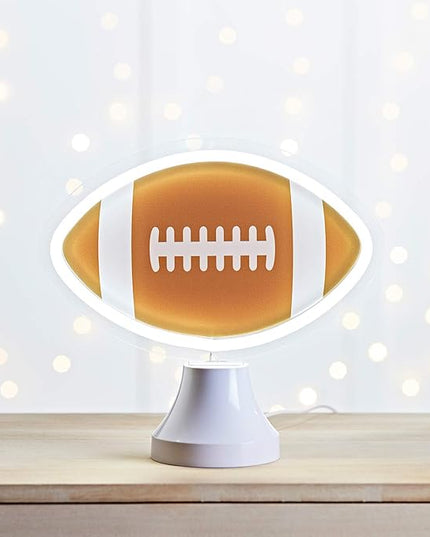 Lights4fun, Inc. American Football Battery Operated LED Neon Kids Bedroom Nightstand Night Light Decoration - LeafyLoom