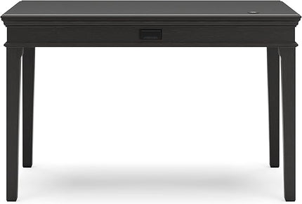 Signature Design by Ashley Beckincreek Classic Home Office Small Leg Desk with 1 Drawer and USB Ports, Black - LeafyLoom