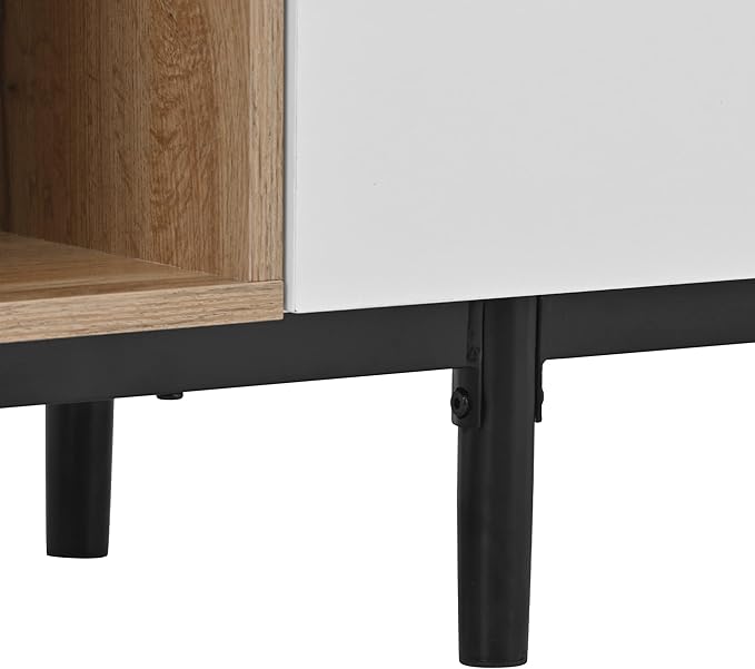 Modern Inch Stand with 3 Doors-Versatile Media Console Table, Large Storage Entertainment Center for Living Room, Bedroom Decor, Support 80" TV, White - LeafyLoom