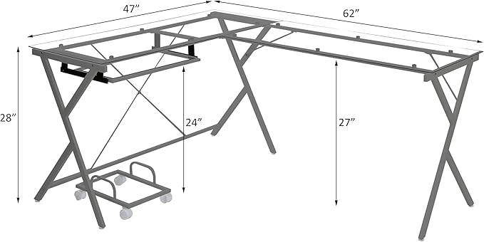 NicBex Kimberly-DW-00021-LWJ Home Office Desks, 62"x47"x28", Silver - LeafyLoom