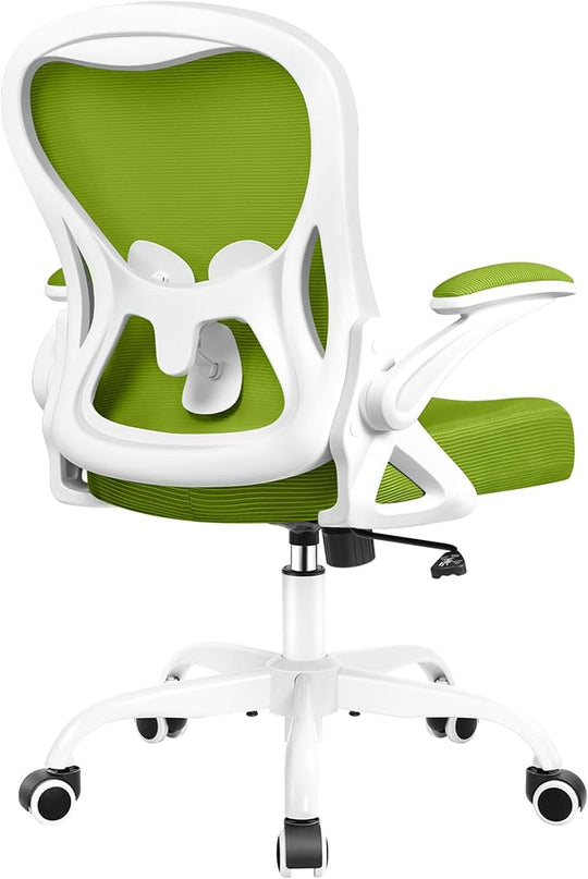 Office Chair Desk Chair, Ergonomic Mesh Computer Chair Home Office Desk Chairs, Swivel Task Chair Mid Back Breathable Rolling Chair with Adjustable Lumbar Support Flip Up Armrest (Green) - LeafyLoom