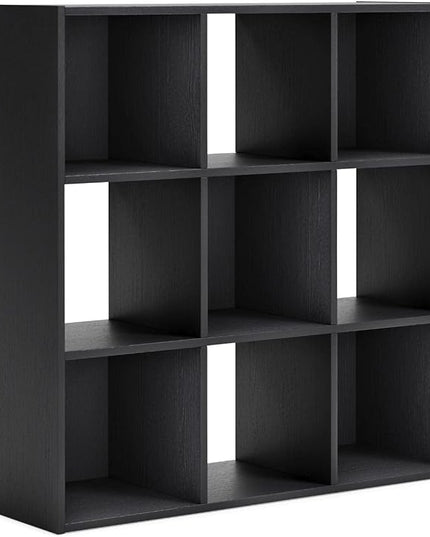 Signature Design by Ashley Langdrew Contemporary 9 Cube Storage Organizer or Bookcase, Black - LeafyLoom