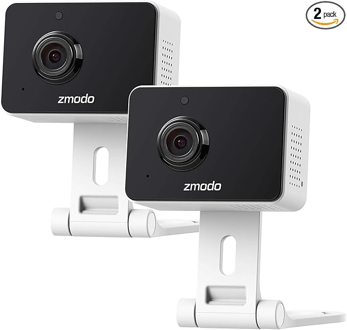 Zmodo 1080p Mini WiFi Pet Camera Two-Way Audio Smart Home Camera with Night Vision, Compatible with Alexa & the Google Assistant (2 Pack) Zmodo