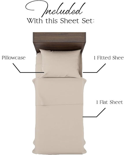 Northwest Ashford Home Essentials Bedding, 3 Piece Twin Size Sheet Set, Sand Dollar Taupe - LeafyLoom