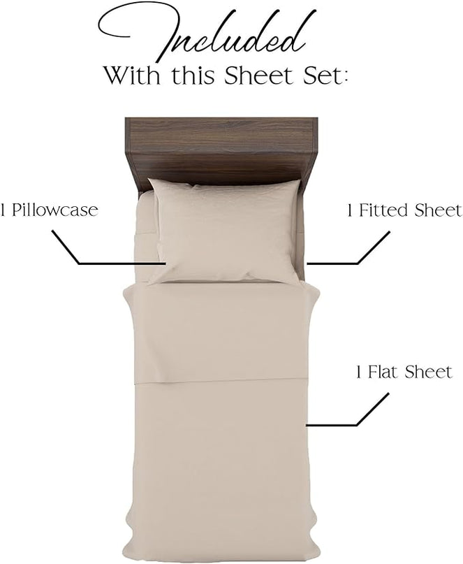 Northwest Ashford Home Essentials Bedding, 3 Piece Twin Size Sheet Set, Sand Dollar Taupe - LeafyLoom