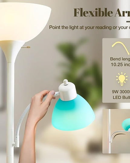 Luvkczc 3 Light Tree Floor Lamp, Floor Lamps for Living Room, Torchiere Floor Lamp with 5 Replace Lampshades, Modern Tall Lamps for Living Room, Bedroom, Office, 3 Bulbs included (8W) - LeafyLoom