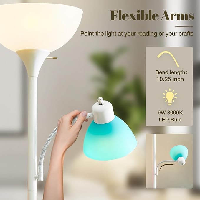 Luvkczc 3 Light Tree Floor Lamp, Floor Lamps for Living Room, Torchiere Floor Lamp with 5 Replace Lampshades, Modern Tall Lamps for Living Room, Bedroom, Office, 3 Bulbs included (8W) - LeafyLoom