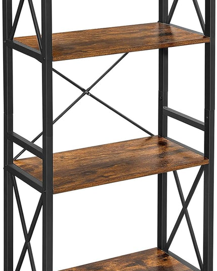 VASAGLE DAINTREE Bookshelf, Kitchen Shelf, Free Standing Shelf, Ladder Rack with 4 Open Shelves, for Kitchen, Office, Stable Steel Frame - LeafyLoom
