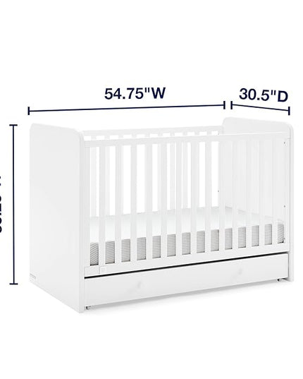 GAP babyGap Graham 4-in-1 Convertible Crib with Storage Drawer - Greenguard Gold Certified, Bianca White - LeafyLoom