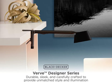 BLACK+DECKER Verve Designer LED Clamp Light, Fits Shelves, Cubicles & Headboards, True White LED + 16M RGB Colors - LeafyLoom