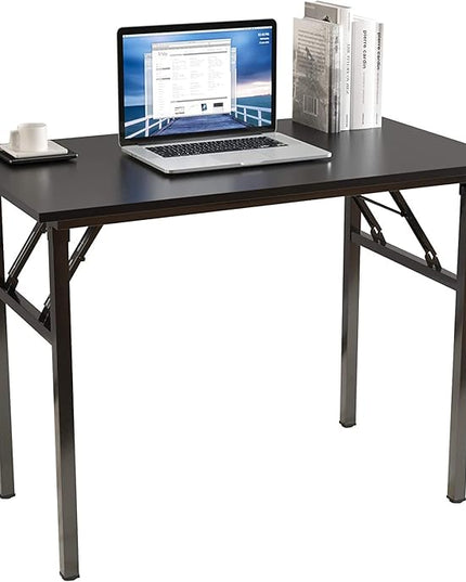 SogesGame Study Computer Desk 39.4 Inch Home Office Writing Small Desk, Modern Simple Style PC Table, Foldable Desk No Install Needed, Black - LeafyLoom