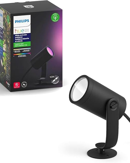 Philips Hue Lily Outdoor Smart Spot Light - White & Color Ambiance LED Walkway Lights - Low Voltage Lighting - 1 Pack - Requires Bridge and Power Supply - Control with App and Voice - Weatherproof PhilipsHue