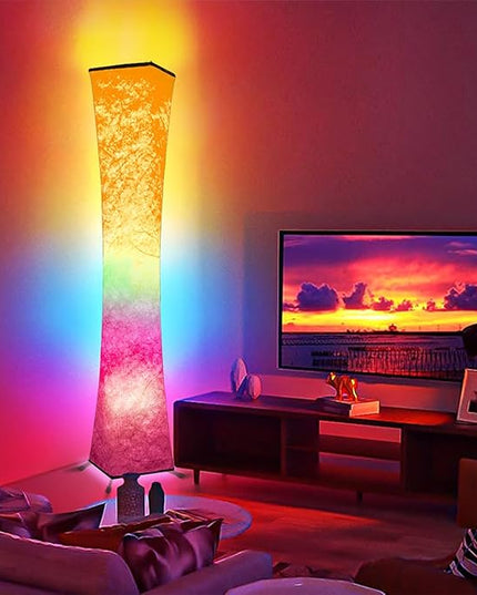 Floor Lamp, RGB Color Changing Led Smart Lamp, Music Sync, APP Remote Control, 62'' Standing Lamp for Living Room Bedroom Game Room - LeafyLoom