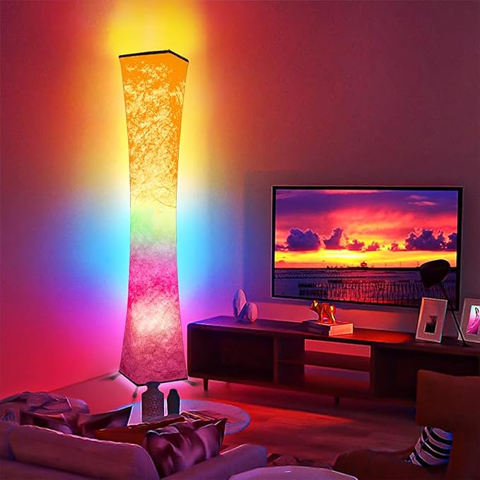 Floor Lamp, RGB Color Changing Led Smart Lamp, Music Sync, APP Remote Control, 62'' Standing Lamp for Living Room Bedroom Game Room - LeafyLoom