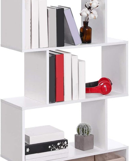 VASAGLE Wooden Bookcase, Display Shelf and Room Divider, Freestanding Decorative Storage Shelving, 5-Tier Bookshelf, White - LeafyLoom