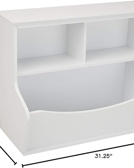Amazon Basics Children's Multi-Functional 3 Shelf Bookcase and Toy Storage Bin, White, 14.84" D x 31.25" W x 24.56" H - LeafyLoom