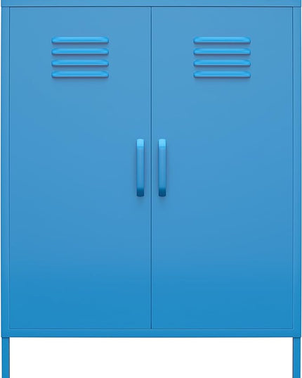 Novogratz Cache 2 Door Metal Locker Storage, Blue Cabinet - LeafyLoom