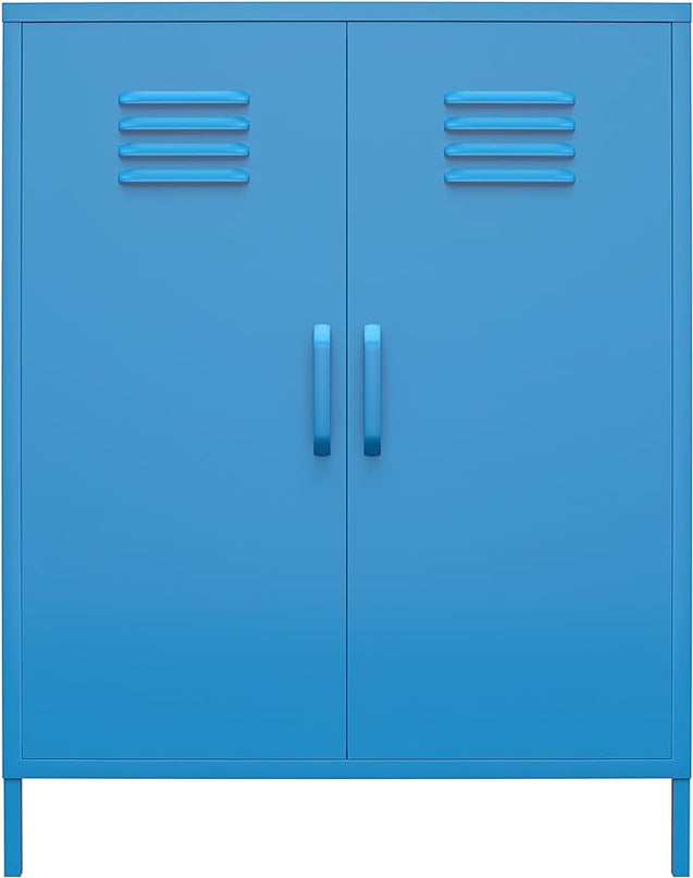 Novogratz Cache 2 Door Metal Locker Storage, Blue Cabinet - LeafyLoom