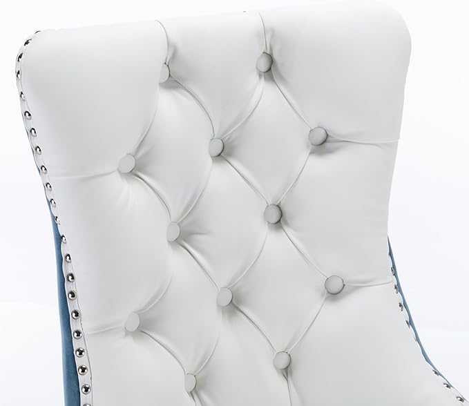NicBex Haerin-SD-00106-LWJ Dining Chairs, 25.5"x19.7"x37.5", White and Blue - LeafyLoom
