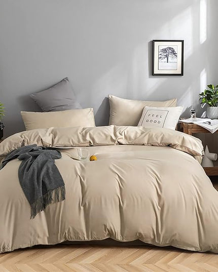 Champagne Comforter Set King Beige Bedding Set Lightweight Women Soft Champagne Blanket 3 PCs Durable Light Khaki Colored Comforter Set King Breathable Bed Comforter Set - LeafyLoom
