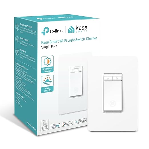 Kasa Smart Dimmer Switch HS220, Single Pole, Needs Neutral Wire, 2.4GHz Wi-Fi Light Switch Works with Alexa and Google Home, UL Certified, No Hub Required, 1 Pack KasaSmartbyTP-Link