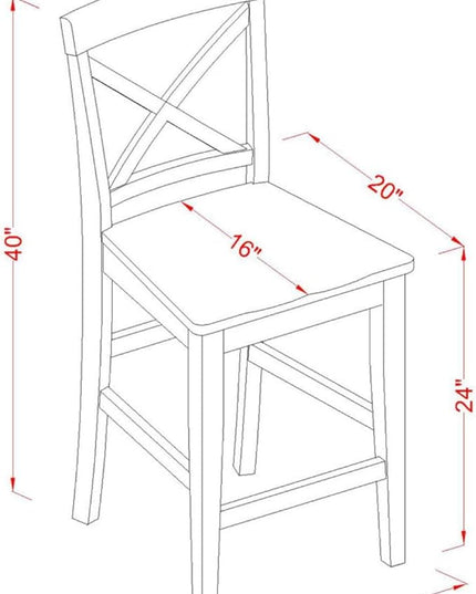 East West Furniture Pub 3 Piece Counter Height Dining Set for Small Spaces Contains a Square Wooden Table and 2 Kitchen Chairs, 36x36 Inch, Oak - LeafyLoom