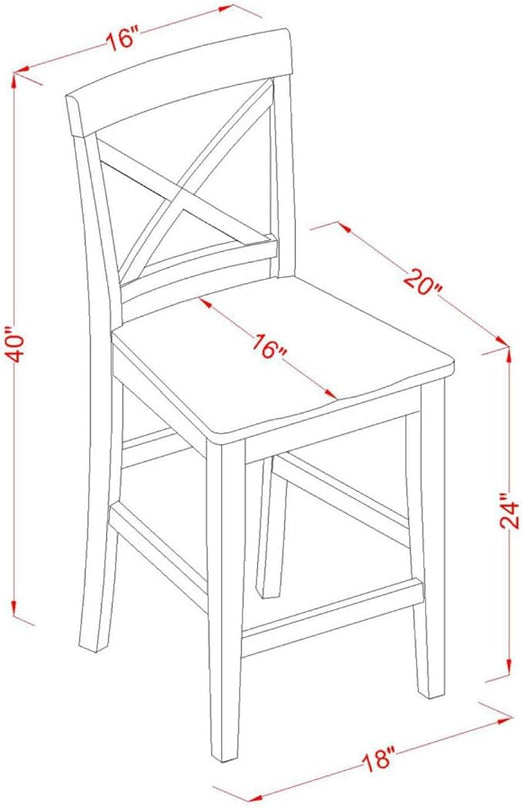 East West Furniture YAPB5-OAK-W 5 Piece Kitchen Counter Set Includes a Rectangle Dining Room Table and 4 Dining Chairs, 30x48 Inch, Oak - LeafyLoom