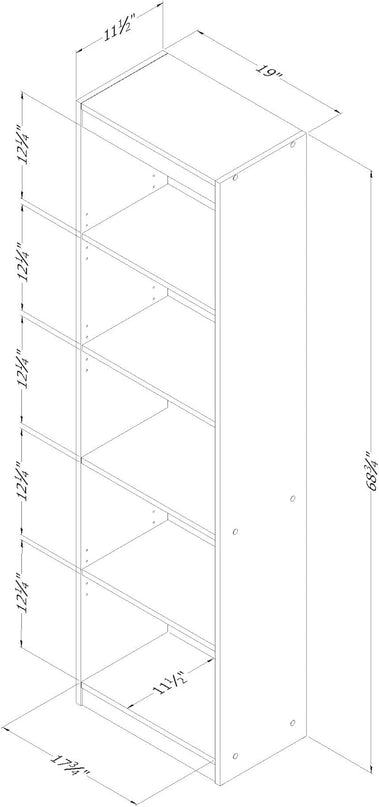 South Shore Axess 5-Shelf Narrow Bookcase, Blueberry - LeafyLoom