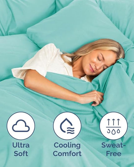 Split King Size 5 Piece Sheet Set - Comfy Breathable & Cooling Sheets - Hotel Luxury Bed Sheets for Women & Men - Deep Pockets, Easy-Fit, Soft & Wrinkle Free Sheets - Spa Blue Oeko-Tex Bed Sheet Set - LeafyLoom