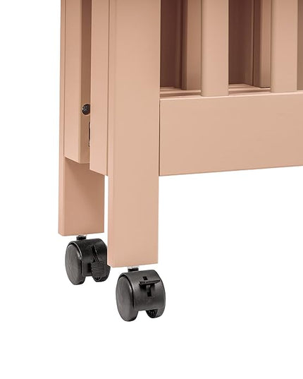 Babyletto Origami Mini Portable Folding Crib with Wheels in Canyon, 2 Adjustable Mattress Positions, Greenguard Gold Certified - LeafyLoom