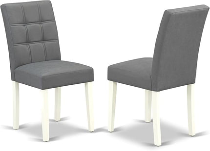 East West Furniture ANAS3-LWH-41 Antique 3 Piece Kitchen Set consists A Wooden Table and 2 Platinum Gray Faux Leather Person Chairs with Stylish Back, Linen White Finish, 36x36 Inch - LeafyLoom