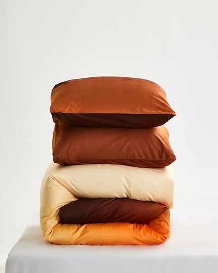Wellboo Orange Gradient Comforter Sets King Yellow and Orange Velvet Bedding Comforters Women Modern Plain Orange Brown Flannel Quilts Farmhouse Abstract Art Orange Plush Blanket Winter Fuzzy Bed - LeafyLoom