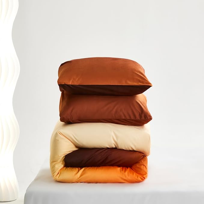 Wellboo Orange Gradient Comforter Sets King Yellow and Orange Velvet Bedding Comforters Women Modern Plain Orange Brown Flannel Quilts Farmhouse Abstract Art Orange Plush Blanket Winter Fuzzy Bed - LeafyLoom