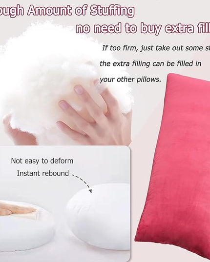 Body Pillows for Adults, Long Pillow for Bed, Firm Large Body Pillow with Velvet Cover for Side Sleeper, 20x54 Inches (Red) - LeafyLoom