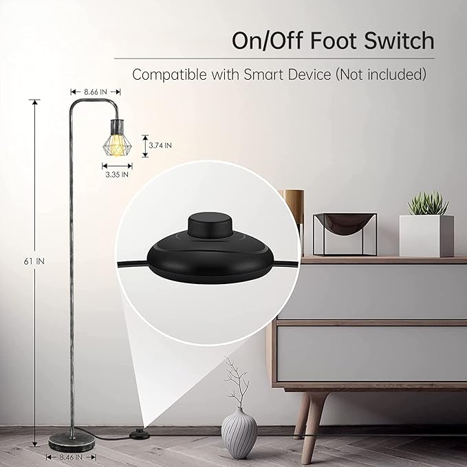 BoostArea Floor lamp,Industrial Floor Lamp,Standing Lamp with 6W LED Bulb,E26 Socket,On/Off Footswitch,Whole Metal,Modern Floor Lamp for Bedroom,Office, Living Room,Rustic,Vintage,Farmhouse - LeafyLoom