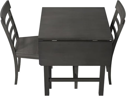 Merax Wood Breakfast Nook Extendable Dining Table Set with 4 Ladder Back Chairs for Small Places, 5-Piece Square Drop Leaf, Gray - LeafyLoom