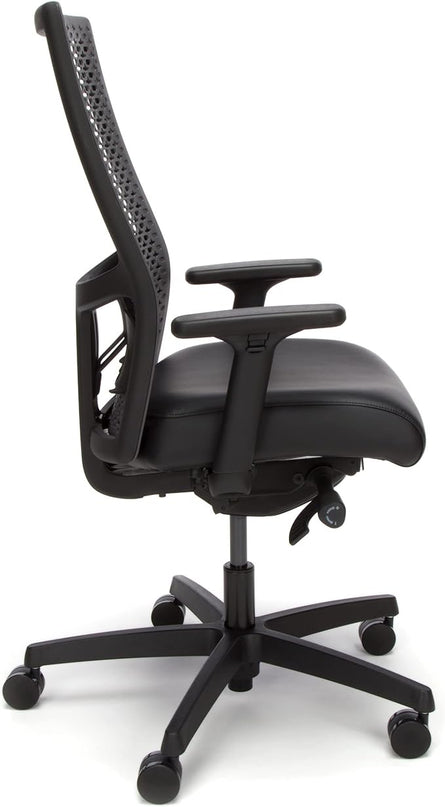 HON Ignition 2.0 ReActiv Office Chair Ergonomic Open Mesh-Style Back for High Airflow & Flex Support - Adjustable Lumbar, Synchro-Tilt Recline, Home Office Computer Desk Chair for Back Pain - Black - LeafyLoom