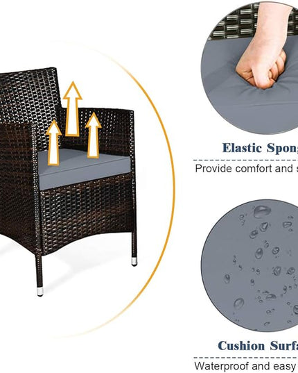 Goplus 4-Piece Rattan Patio Set, Outdoor/Indoor Wicker Conversation Set for Pool, Backyard, Lawn, Wicker Chairs and Sofa with Soft Cushion, Rattan Furniture with Tempered Glass Coffee Table - LeafyLoom