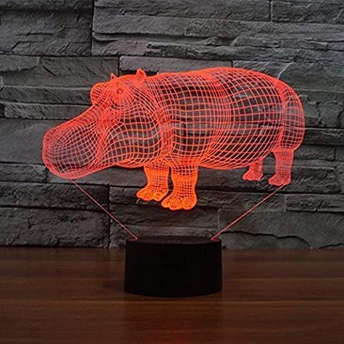 3D Hippo Night Light LED USB 7 Color Change LED Table Lamp Xmas Toy Gift - LeafyLoom