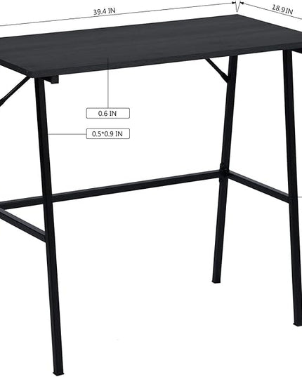 FurnitureR Home Office Computer Desk, Compact Writing Desk Study Desk with Metal Frame for Apartment, Dorm, Bedroom, Small Space (39.4 Inch, Black) - LeafyLoom