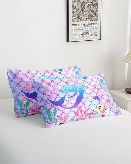 CVHOUSE Mermaid Comforter Set,Rainbow Mermaid Bedding Set for Girls Kids Teens,Rainbow Mermaid Comforter Mermaid Duvet Set Room Decor Quilt Set Twin Size - LeafyLoom