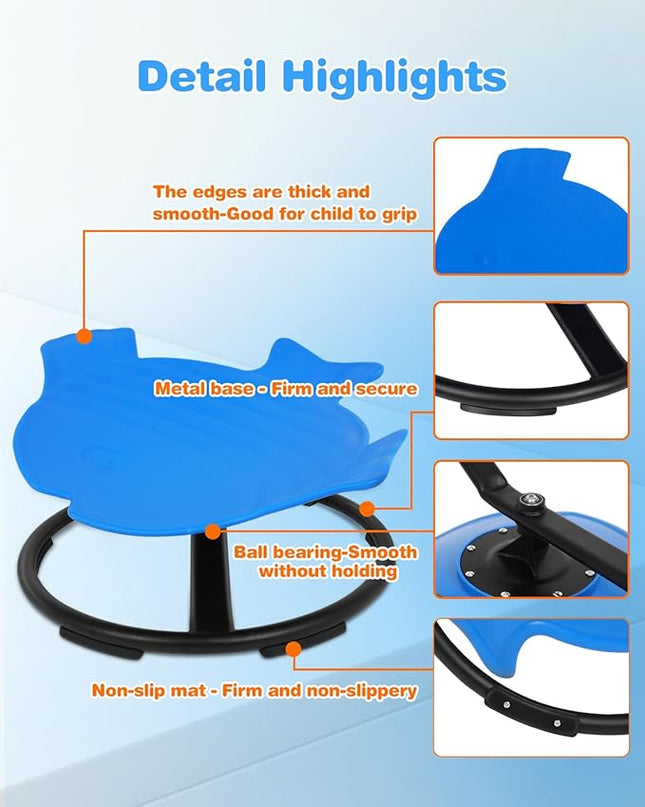 Kids Swivel Chair, Kids Sensory Swivel Chair, Seat and Spinning Swivel Chair for Autism kids Indoor, Dark Blue Sensory Chair Training Child’s Concentration and Improving Toddle’s Physical Fitness - LeafyLoom