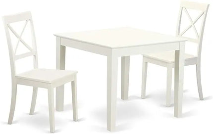 East West Furniture OXBO3-LWH-W Oxford 3 Piece Kitchen Set Contains a Square Table and 2 Dining Room Chairs, 36x36 Inch - LeafyLoom