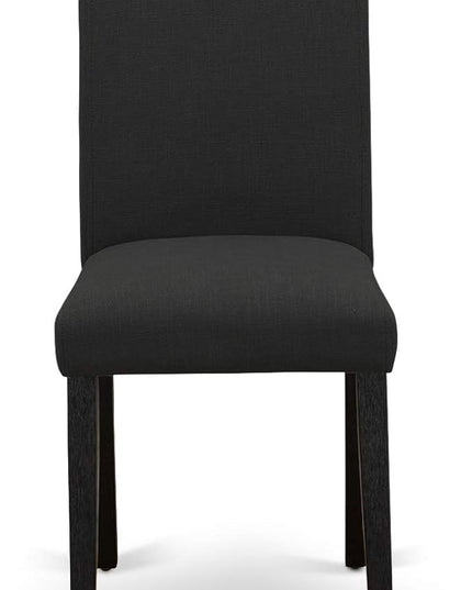 East West Furniture AMAB3-ABK-24 Antique 3 Piece Modern Dining Set Contains a Round Kitchen Table with Pedestal and 2 Black Color Linen Fabric Upholstered Chairs, 36x36 Inch - LeafyLoom