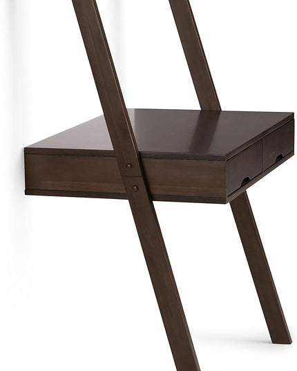 SIMPLIHOME Aleck SOLID WOOD 36 inch Wide Home Office Desk, Writing Table, Workstation, Study Table Furniture in Warm Walnut Brown with 2 Drawers - LeafyLoom