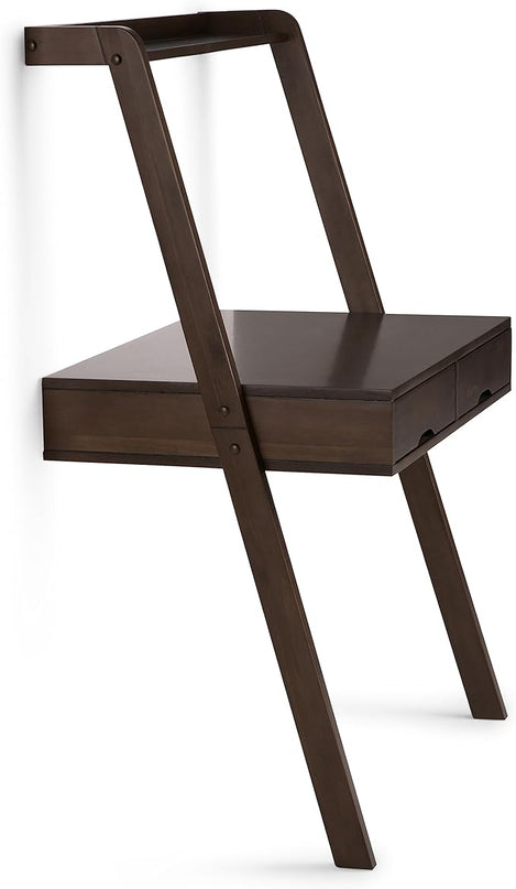 SIMPLIHOME Aleck SOLID WOOD 36 inch Wide Home Office Desk, Writing Table, Workstation, Study Table Furniture in Warm Walnut Brown with 2 Drawers - LeafyLoom