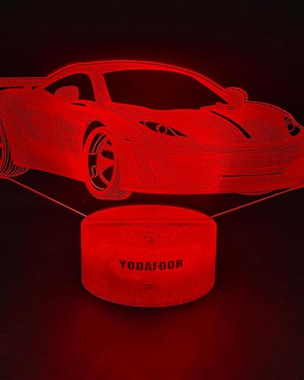 3D Car Breastfeeding Night Light, Multi Color LED Table Night Lamp, Timing Remote Control, Smart Touch Car Theme Bedroom Decor Light, Car Shape Gifts for Teen Kid Boy Girl Age 1-14 - LeafyLoom