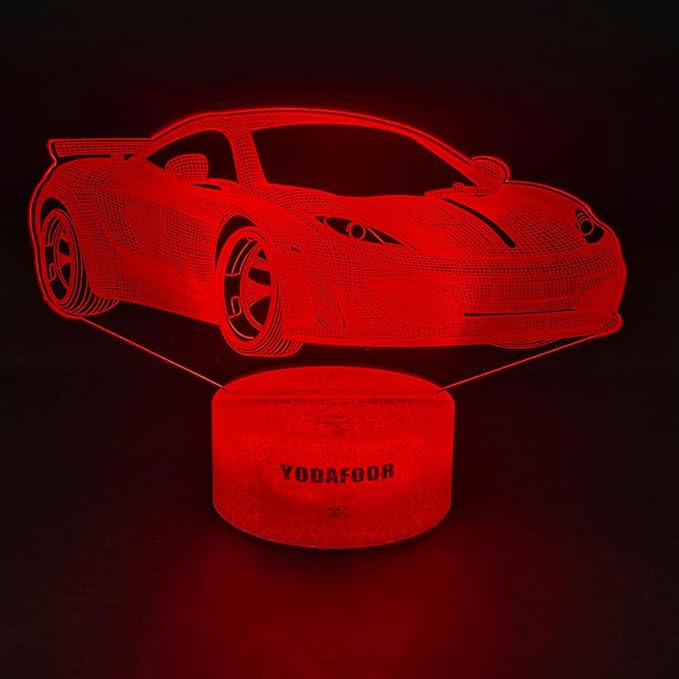 3D Car Breastfeeding Night Light, Multi Color LED Table Night Lamp, Timing Remote Control, Smart Touch Car Theme Bedroom Decor Light, Car Shape Gifts for Teen Kid Boy Girl Age 1-14 - LeafyLoom