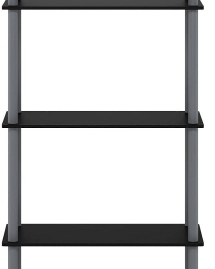 Furinno Turn-N-Tube 5-Tier Multipurpose Shelf / Display Rack / Storage Shelf / Bookshelf, Round Tubes, Black/Grey - LeafyLoom